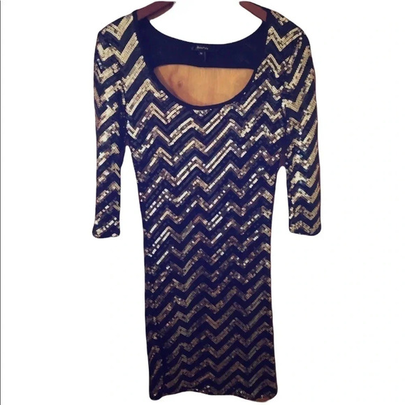 vintage y2k Black and gold sequin mini dress - Picture 4 of 9